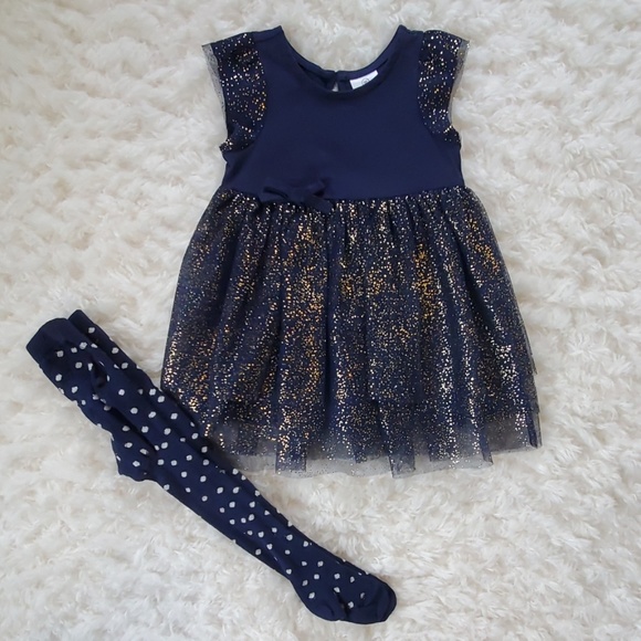 Hanna Andersson Other - EUC Hanna Andersson Sparkle Holiday Dress & Tights
